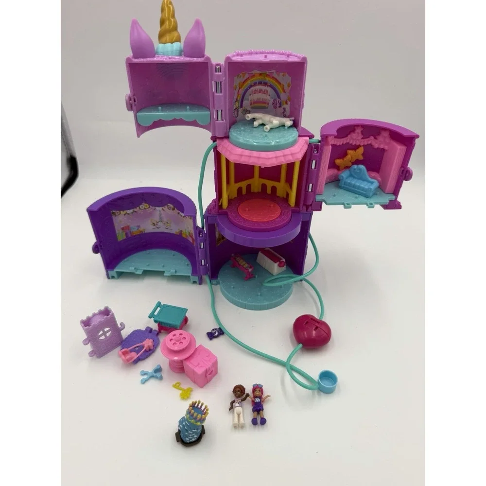 Polly Pocket Unicorn Birthday Party Compact Playset 2 Dolls Unicorn
